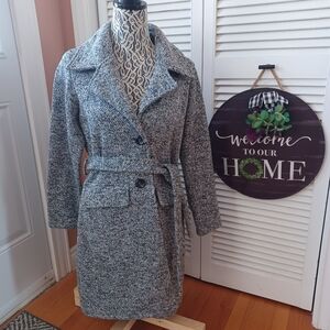 Steve Madden Heathered Black & White Women's Coat Medium